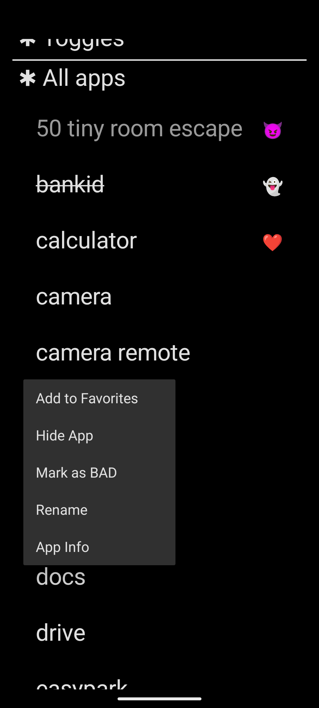 image of the home screen of CoreLauncher